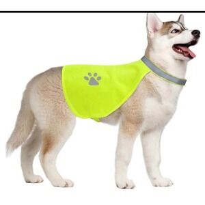 Reflective Dog Safety Vest Neon Yellow High Visibility Pet Jacket XS Paw‎ Print